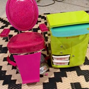 American Girl Doll Hair Stylist Chair and Caddy